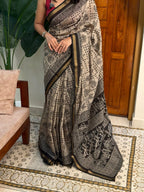 MOZHI BLACK:CHANDERI SILK SAREE - aurimo.inMOZHI BLACK:CHANDERI SILK SAREE