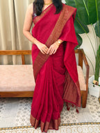 NAYAN:PREMIUM LINEN JUTE SAREE MAROON - aurimo.inNAYAN:PREMIUM LINEN JUTE SAREE MAROON