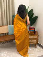 PANCHAMI YELLOW:SEMI BANARASI SAREE - aurimo.inPANCHAMI YELLOW:SEMI BANARASI SAREE