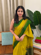 PRIYA LEMON YELLOW: LINEN JUTE SAREE - aurimo.inPRIYA LEMON YELLOW: LINEN JUTE SAREE