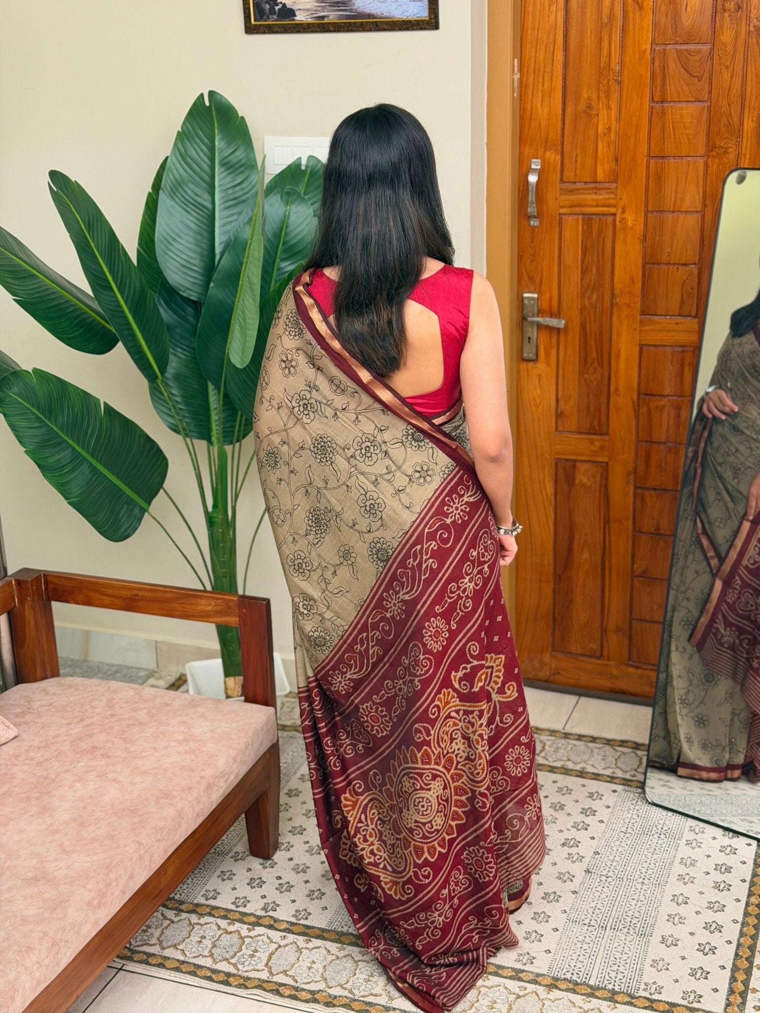 PRIYANKA MAROON: CHANDERI SILK SAREE - aurimo.inPRIYANKA MAROON: CHANDERI SILK SAREE