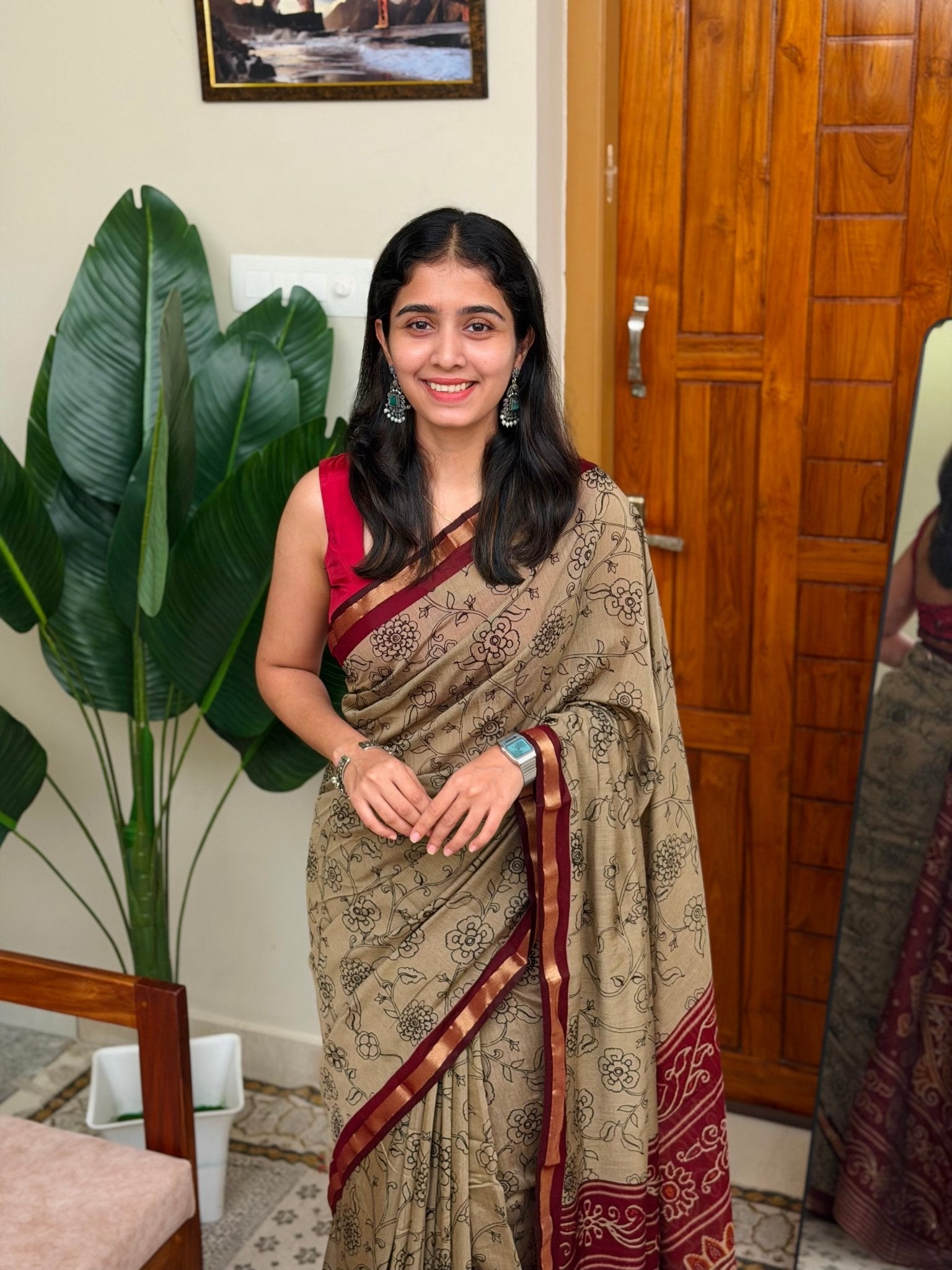 PRIYANKA MAROON: CHANDERI SILK SAREE - aurimo.inPRIYANKA MAROON: CHANDERI SILK SAREE
