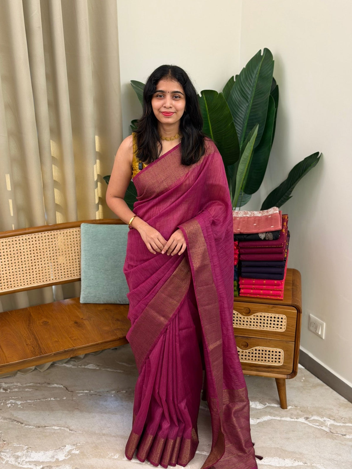 RAKHI ONION PINK:PREMIUM LINEN JUTE SAREE - aurimo.inRAKHI ONION PINK:PREMIUM LINEN JUTE SAREE