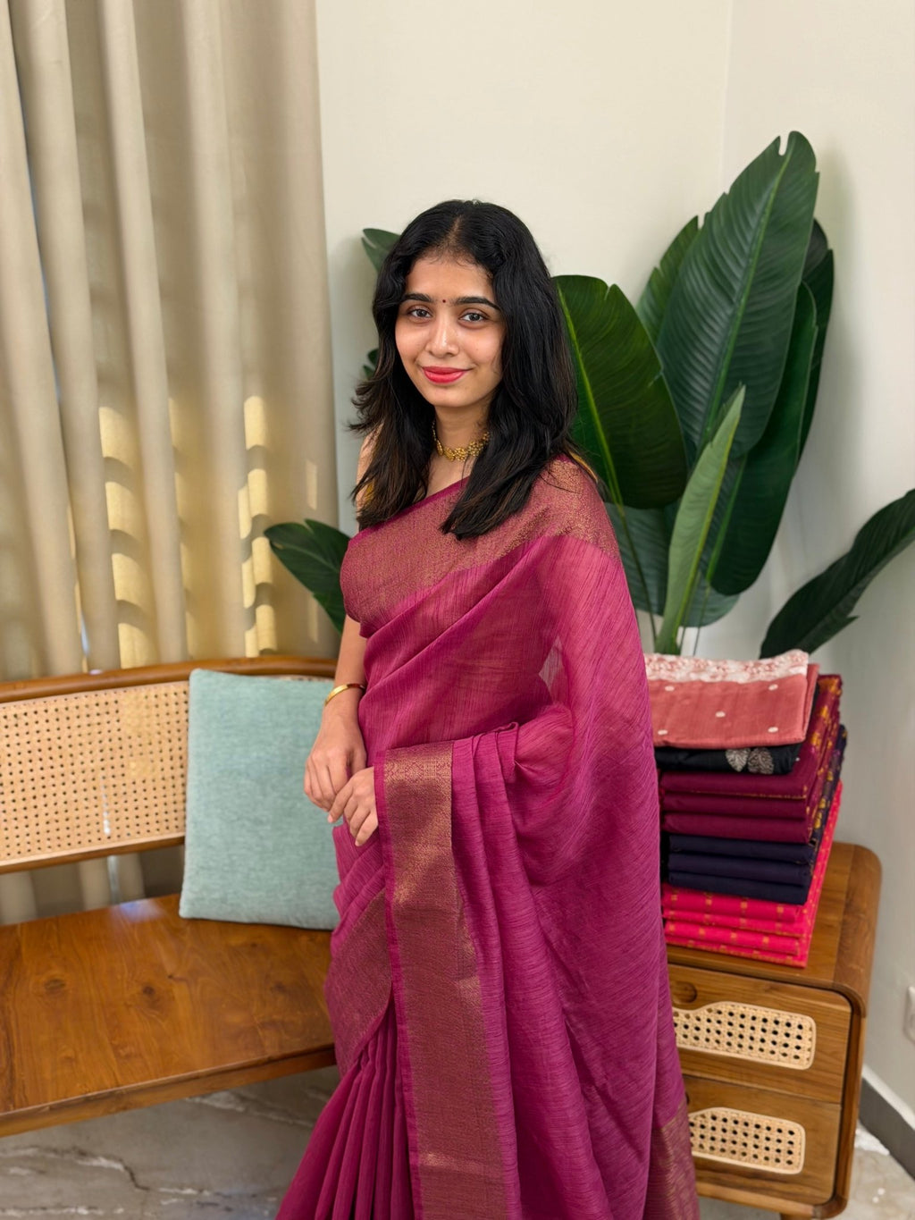 RAKHI ONION PINK:PREMIUM LINEN JUTE SAREE - aurimo.inRAKHI ONION PINK:PREMIUM LINEN JUTE SAREE