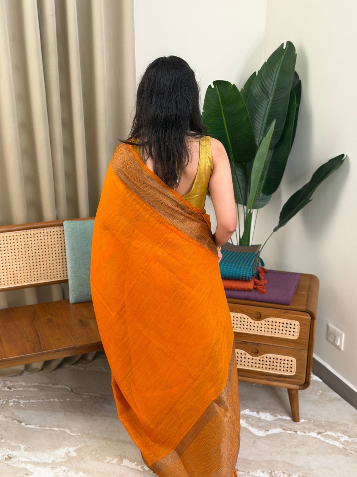 SANDHYA YELLOW :PREMIUM LINEN JUTE SAREE - aurimo.inSANDHYA YELLOW :PREMIUM LINEN JUTE SAREE