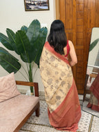 SARIGA PEACH:PREMIUM TUSSER SILK SAREE - aurimo.inSARIGA PEACH:PREMIUM TUSSER SILK SAREE