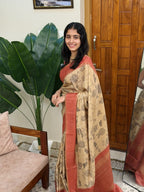 SARIGA PEACH:PREMIUM TUSSER SILK SAREE - aurimo.inSARIGA PEACH:PREMIUM TUSSER SILK SAREE