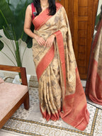 SARIGA PEACH:PREMIUM TUSSER SILK SAREE - aurimo.inSARIGA PEACH:PREMIUM TUSSER SILK SAREE