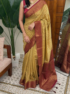 SIMA:SEMI BANARASI SAREE CHICKOO - aurimo.inSIMA:SEMI BANARASI SAREE CHICKOO