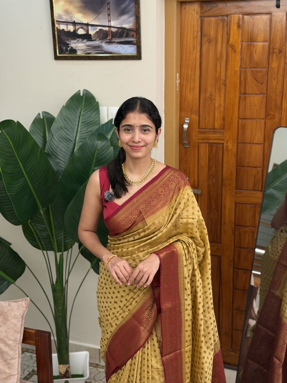 SIMA:SEMI BANARASI SAREE CHICKOO - aurimo.inSIMA:SEMI BANARASI SAREE CHICKOO