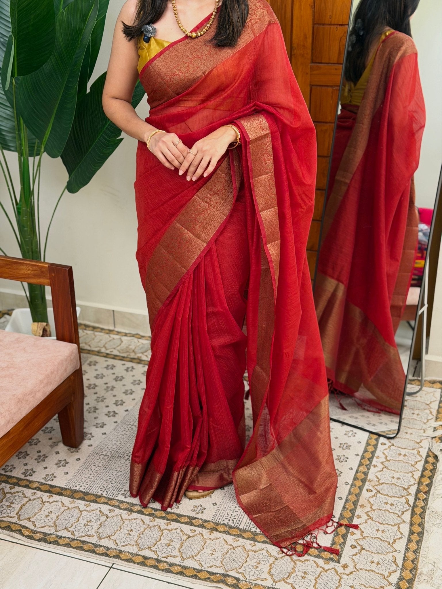 THULASI:PREMIUM LINEN JUTE SAREE - aurimo.inTHULASI:PREMIUM LINEN JUTE SAREE