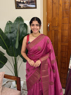 VEENA ONION PINK:PREMIUM JUTE SAREE - aurimo.inVEENA ONION PINK:PREMIUM JUTE SAREE