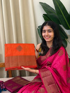VEENA ORANGE:PREMIUM JUTE SILK SAREE - aurimo.inVEENA ORANGE:PREMIUM JUTE SILK SAREE
