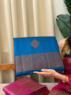 VEENA TEAL BLUE:PREMIUM JUTE SILK SAREE - aurimo.inVEENA TEAL BLUE:PREMIUM JUTE SILK SAREE