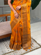 VEENA YELLOW:PREMIUM JUTE SAREE - aurimo.inVEENA YELLOW:PREMIUM JUTE SAREE