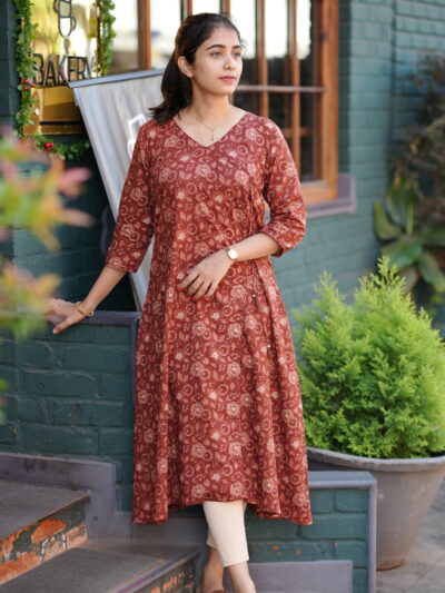 LIYA : BROWN COTTON WRAP KURTA