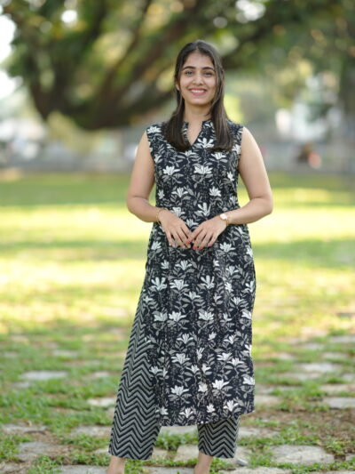 BELLA : BLACK & WHITE CAMRIC COTTON CO-ORD SET