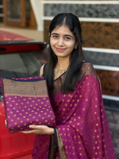 SHALINI-SEMI BANARASI SAREE -ROUND BUTA