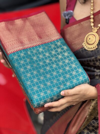 ALIA:PREMIUM BROCADE SAREE-PEACOCK BLUE