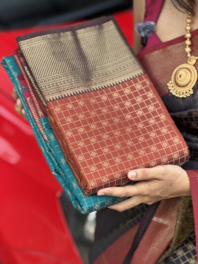 ALIA:PREMIUM BROCADE SAREE ORANGISH BROWN