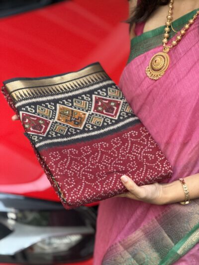 ISHQ:SEMI-DOLA SILK SAREE MAROON
