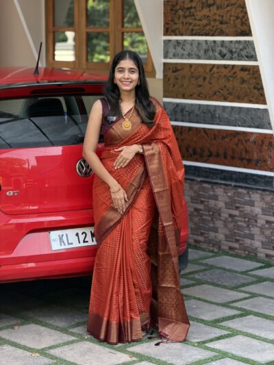 LEELA-SEMI BANARASI ORANGE SAREE