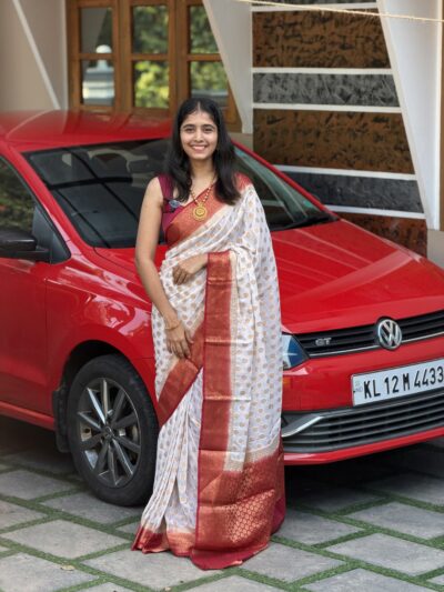 SEEMA:SEMI-BANARASI SAREE WHITE