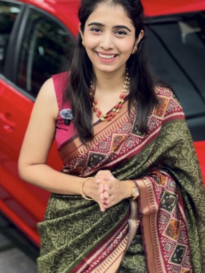 ISHQ:SEMI DOLA SILK SAREE-GREEN