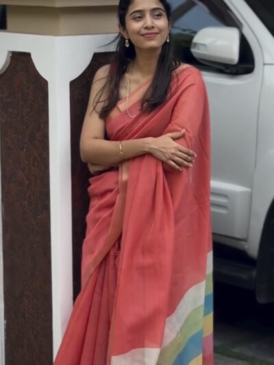 BLOOM : PINK CHANDERI SILK SAREE