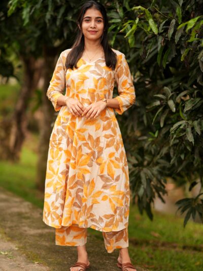 ZIYA : YELLOW COTTON DIGITAL PRINT CO-ORD SET