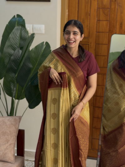 CHANDRA:SEMI BANARASI CHICKOO COLOUR
