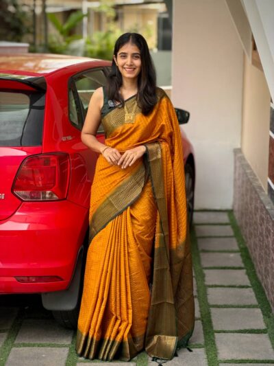 ARCHANA:SEMI BANARASI SAREE YELLOW