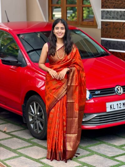RADHIKA-SEMI BANARASI SAREE ORANGE