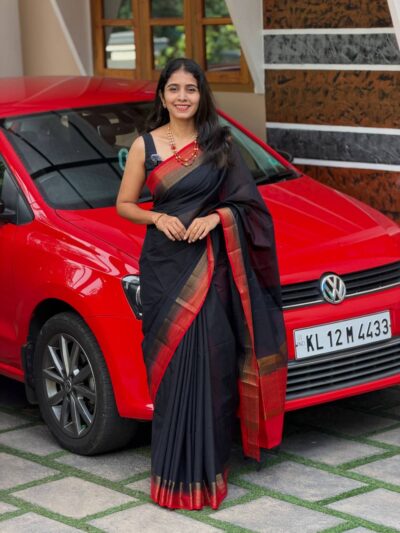 MENAKA:LINEN JUTE SAREE BLACK