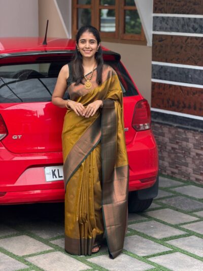 ARYA:SOFT SILK SAREE GREENISH YELLOW