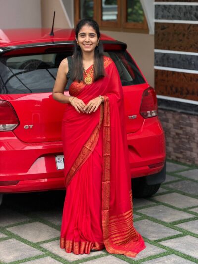 KANI PEACH:SEMI CREPE SAREE