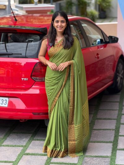 KANI GREEN:SEMI CREPE SILK SAREE