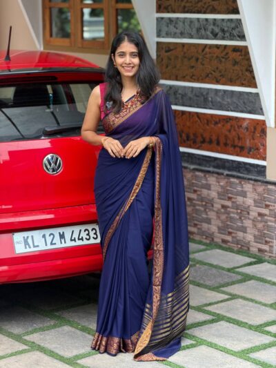 KANI BLUE:SEMI CREPE SILK SAREE