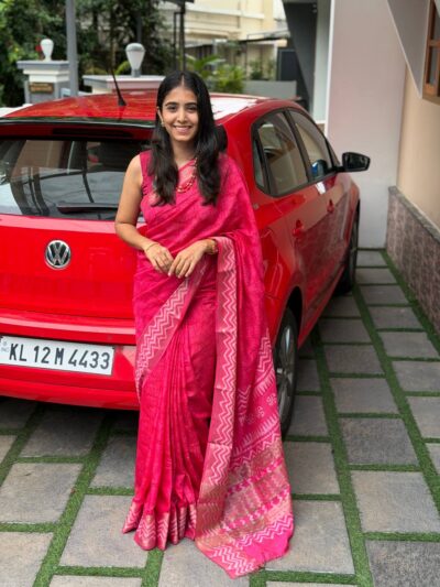FIDA:SEMI DOLA SILK SAREE PINK