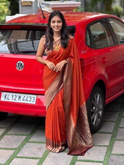 MILI:SEMI GEORGETTE BANARASI SAREE ORANGE