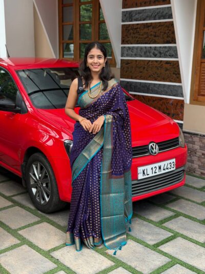 SURYA:SEMI BANARASI SAREE BLUE