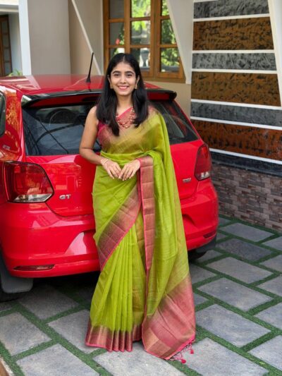 PARVATHY-PREMIUM LINEN JUTE SAREE