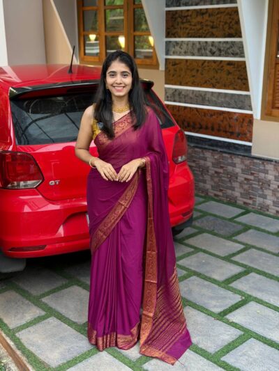KANI MAGENTA:SEMI CREPE SILK SAREE