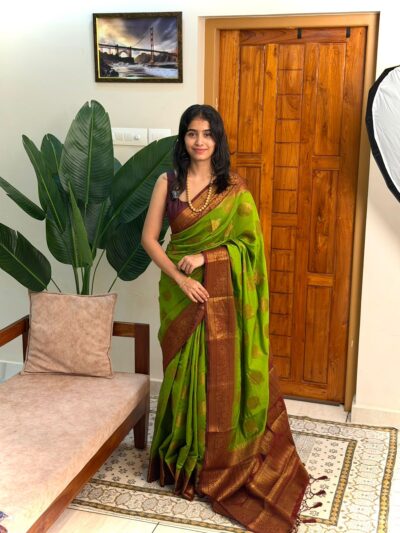 KANIHA:BROCADE SAREE GREEN AND MAROON