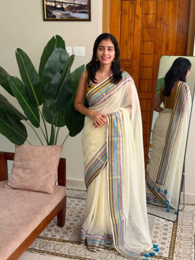 HEMA STRIPES:MUL COTTON SAREE