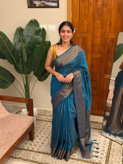 VARNA BLUE:SEMI BANARASI SAREE