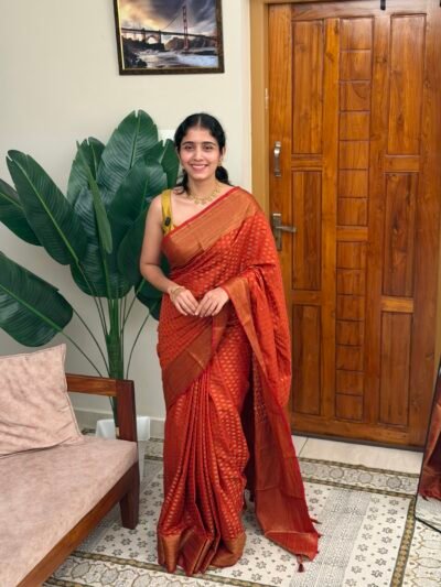 VARNA ORANGE:SEMI BANARASI SAREE
