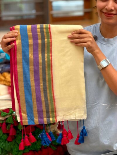 JYOTHIKA:MUL COTTON SAREE BLUE BOARDER